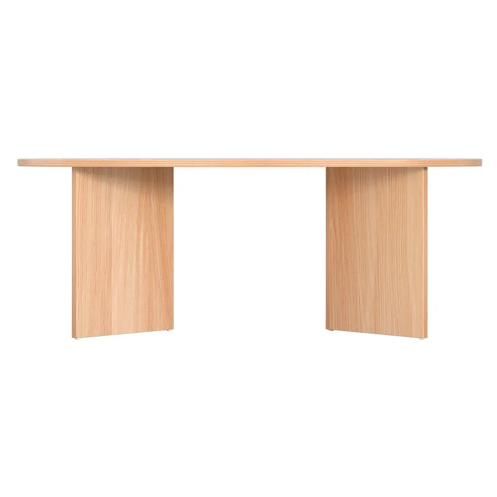 Artiss Coffee Table Oval 110CM Pine Alva - Chez Guru