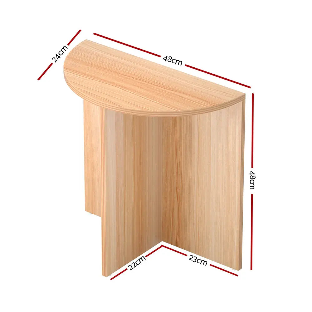 Artiss Coffee Table Semi-circle 48CM Pine Elva - Chez Guru