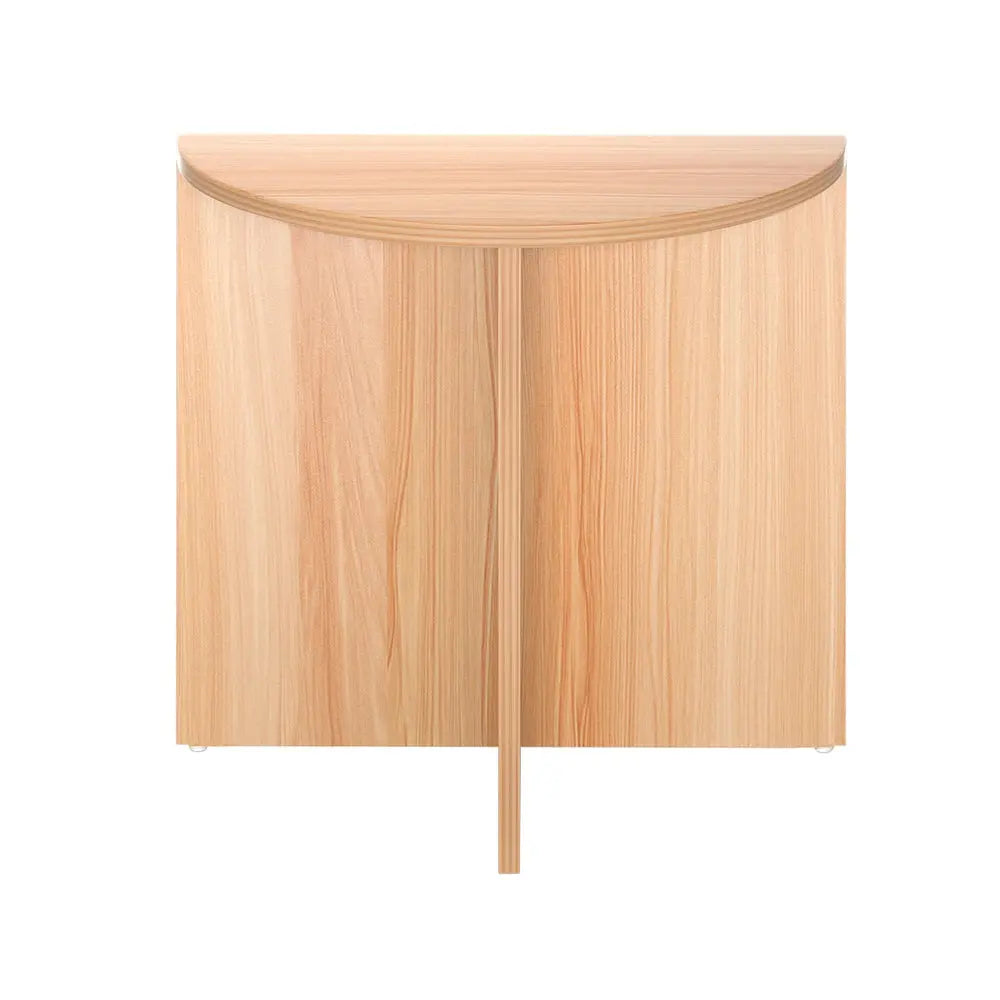 Artiss Coffee Table Semi-circle 48CM Pine Elva - Chez Guru