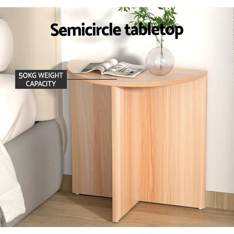 Artiss Coffee Table Semi-circle 48CM Pine Elva - Chez Guru