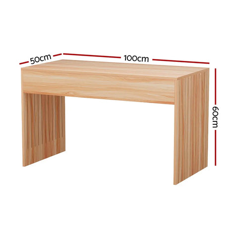 Artiss Coffee Table Rectangle Fluted Side 100CM - Chez Guru