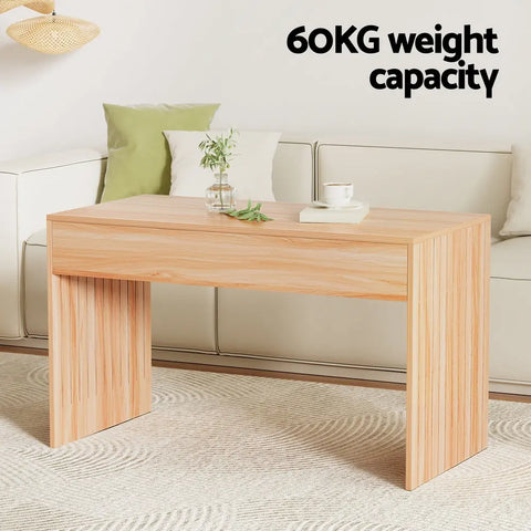 Artiss Coffee Table Rectangle Fluted Side 100CM - Chez Guru