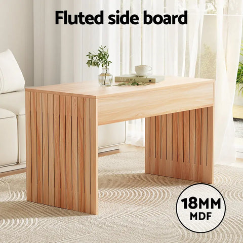 Artiss Coffee Table Rectangle Fluted Side 100CM - Chez Guru