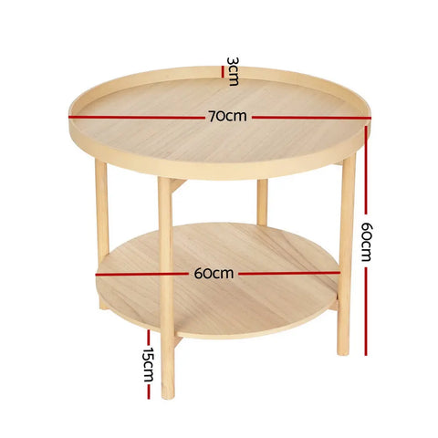 Artiss Coffee Table Side Table Round 70CM - Chez Guru