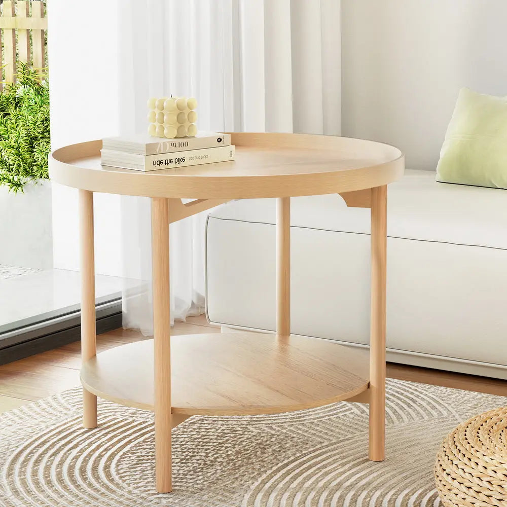 Artiss Coffee Table Side Table Round 70CM - Chez Guru