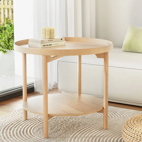 Artiss Coffee Table Side Table Round 70CM - Chez Guru