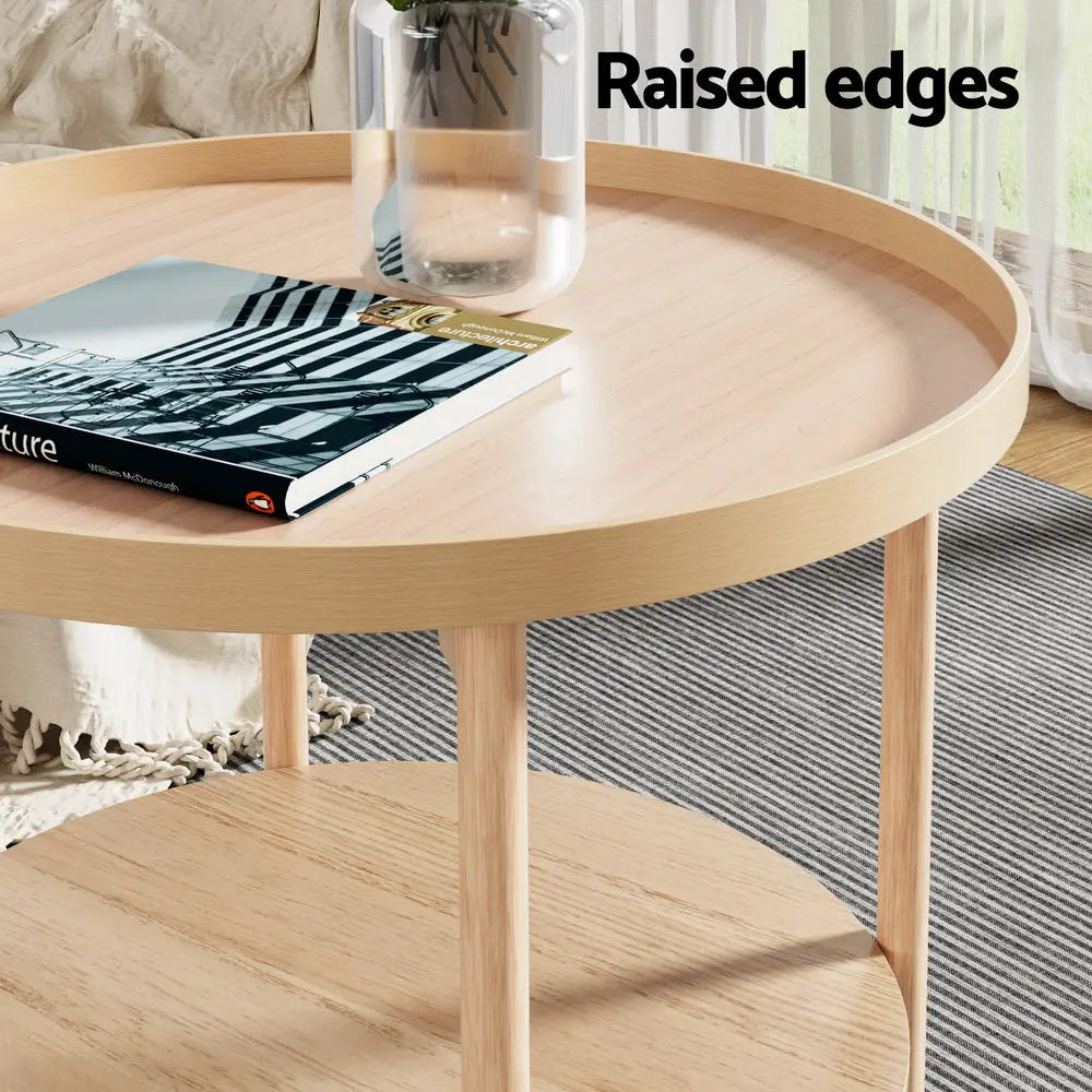 Artiss Coffee Table Side Table Round 70CM - Chez Guru