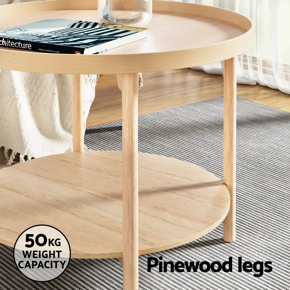 Artiss Coffee Table Side Table Round 70CM - Chez Guru
