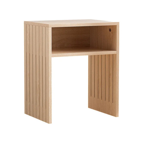 Artiss Coffee Table Storage Shelf Fluted Side Pine - Chez Guru