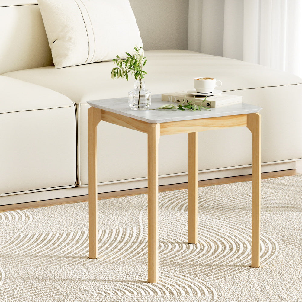 Artiss Coffee Table Marble Effect Square Chez Guru