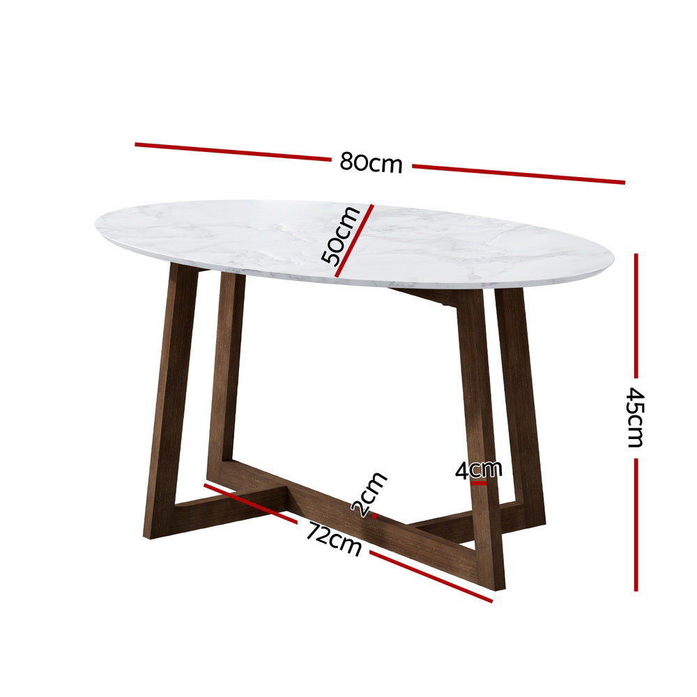 Artiss Coffee Table Oval Marble Effect Chez Guru