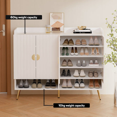 Artiss Shoe Rack Cabinet 5 Tiers 30 Pairs White Chez Guru