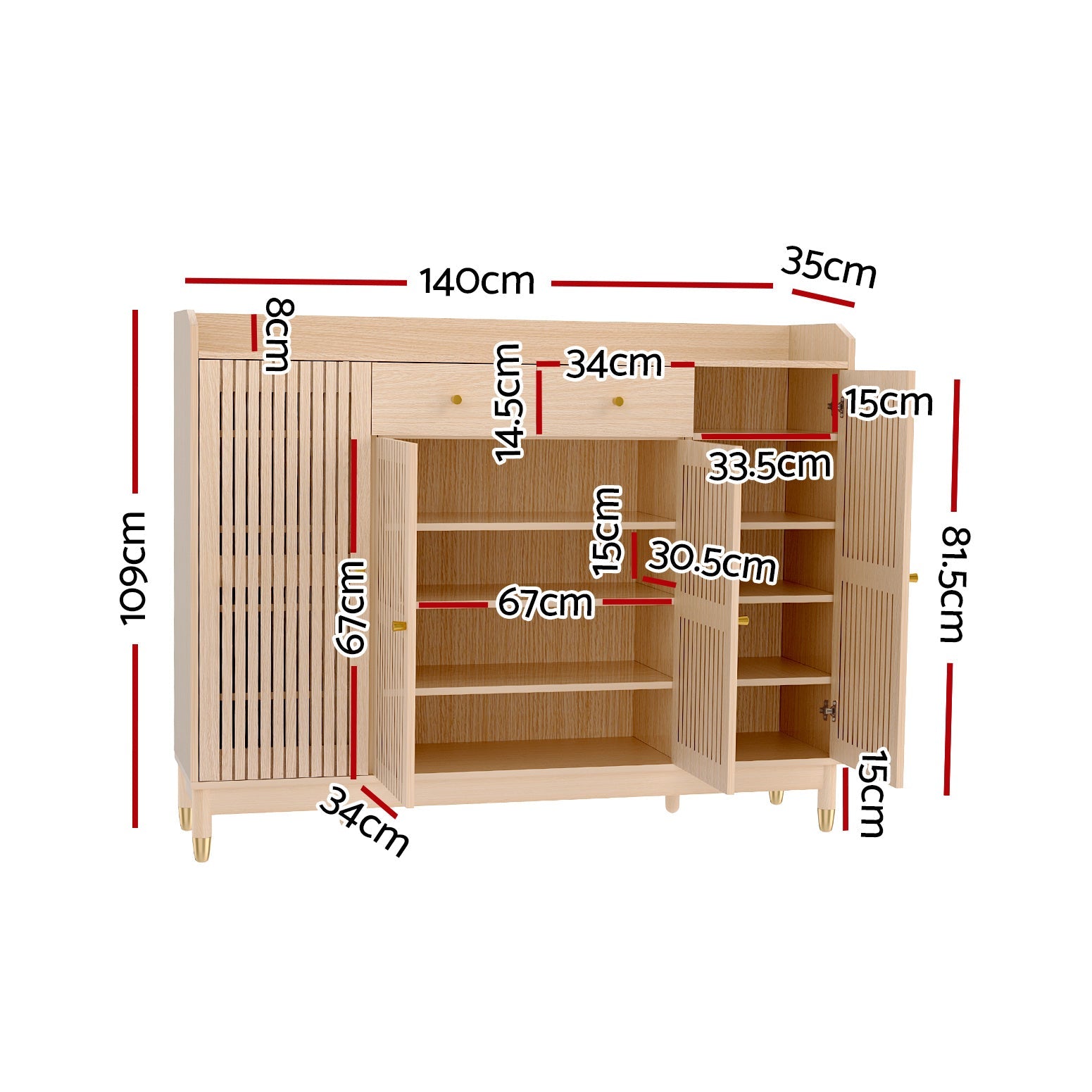 Artiss Shoe Rack Cabinet with Shelves 26 Pairs Pine Chez Guru