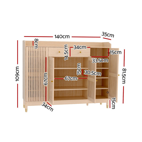 Artiss Shoe Rack Cabinet with Shelves 26 Pairs Pine Chez Guru