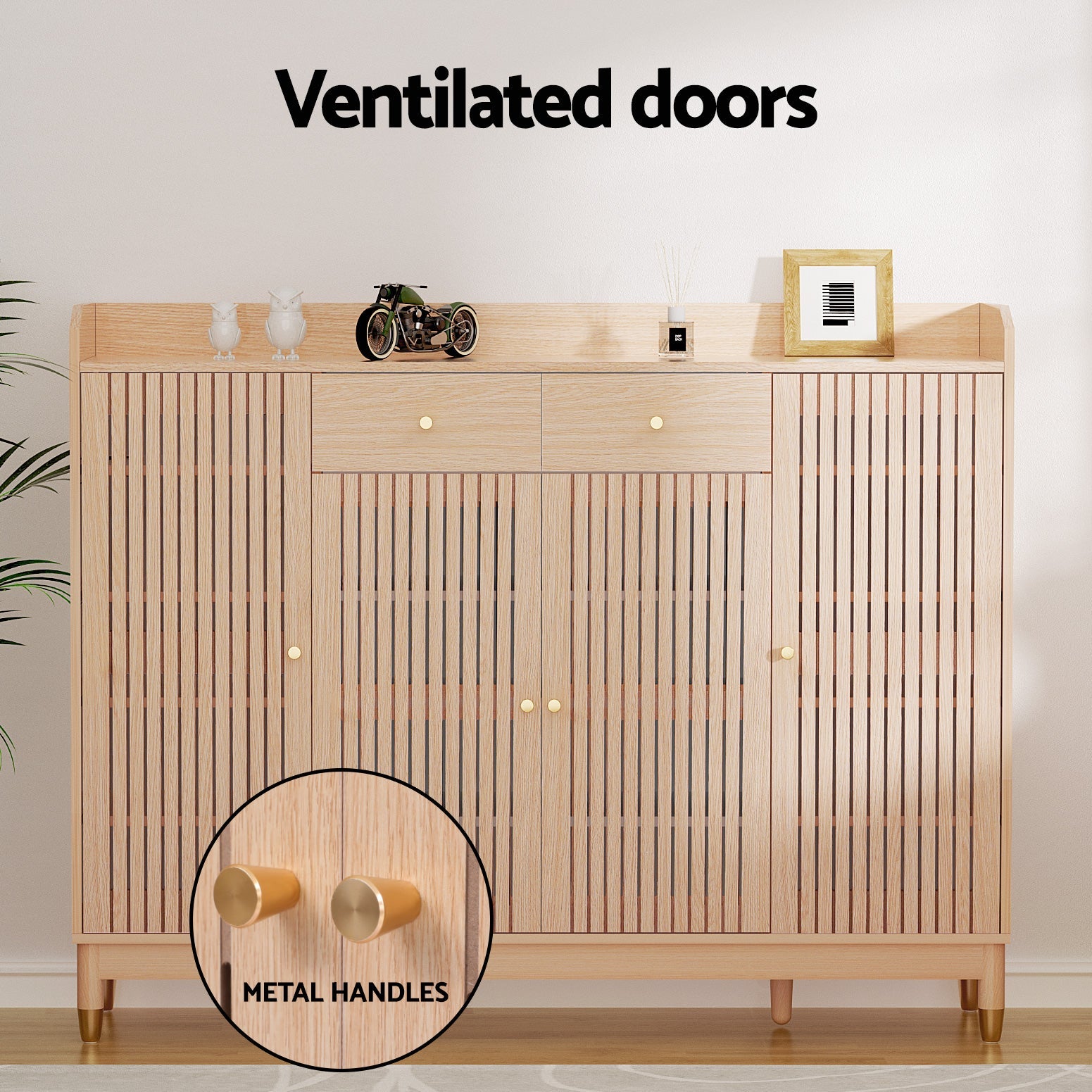 Artiss Shoe Rack Cabinet with Shelves 26 Pairs Pine Chez Guru