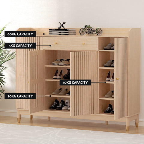 Artiss Shoe Rack Cabinet with Shelves 26 Pairs Pine Chez Guru