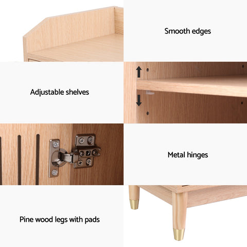 Artiss Shoe Rack Cabinet with Shelves 26 Pairs Pine Chez Guru