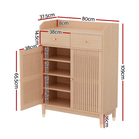 Artiss Shoe Rack Cabinet 4-Tier 16 Pairs Pine Chez Guru