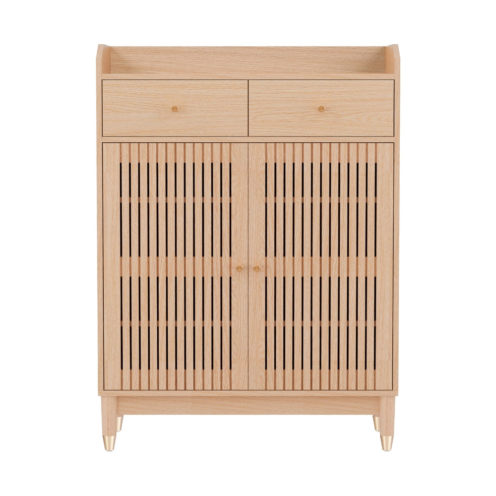 Artiss Shoe Rack Cabinet 4-Tier 16 Pairs Pine Chez Guru