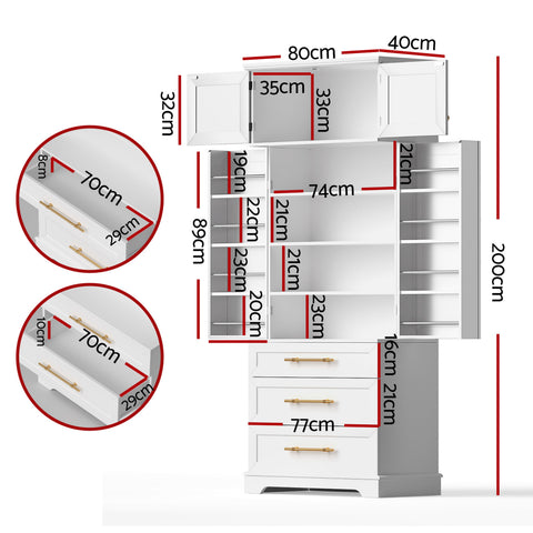Artiss 2X Buffet Sideboard Cabinet Pantry Kitchen Storage Cupboard Drawers Doors