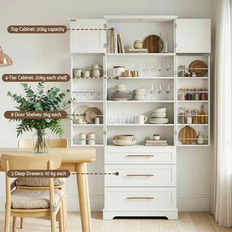 Artiss 2X Buffet Sideboard Cabinet Pantry Kitchen Storage Cupboard Drawers Doors