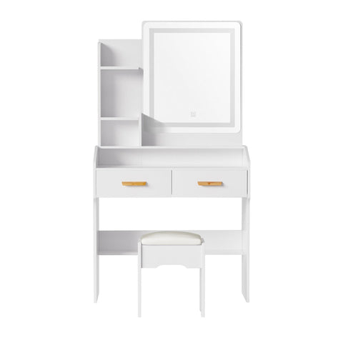Artiss Dressing Table Set Stool Led White Doria Chez Guru