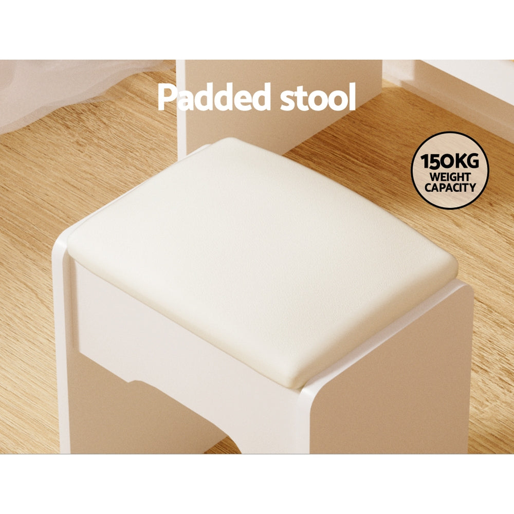 Artiss Dressing Table Set Stool Led White Doria Chez Guru