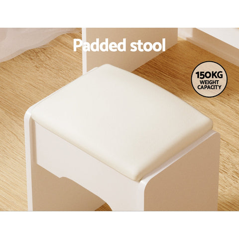 Artiss Dressing Table Set Stool Led White Doria Chez Guru