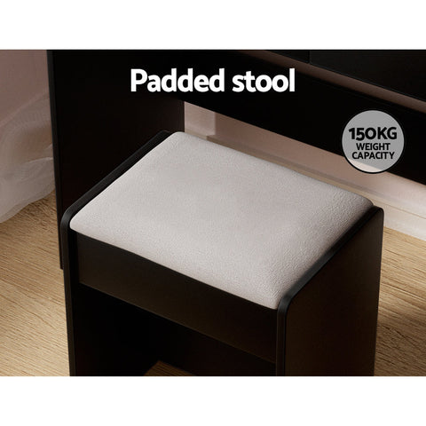 Artiss Dressing Table Set Stool 10 Led Bulbs Black Dulcea Chez Guru