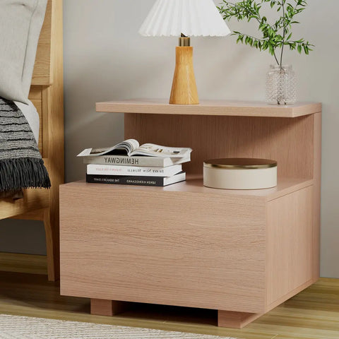 Artiss Bedside Table 1 Drawer - Pine - Chez Guru
