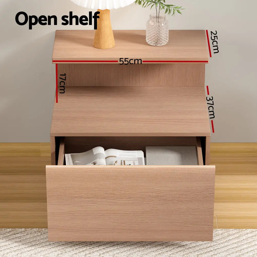 Artiss Bedside Table 1 Drawer - Pine - Chez Guru