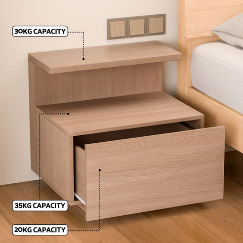 Artiss Bedside Table 1 Drawer - Pine - Chez Guru