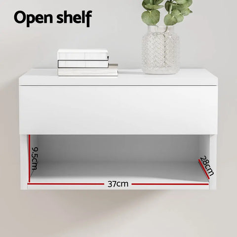 Artiss Floating Bedside Table Nightstand Drawer White - Chez Guru