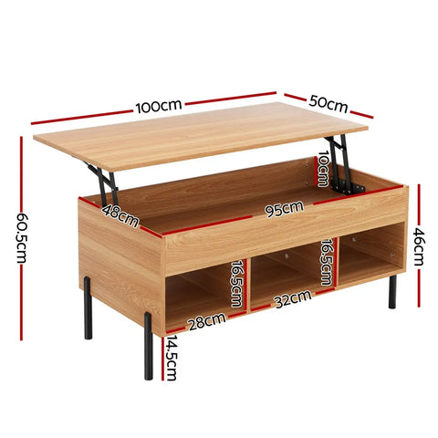 Artiss Coffee Table Lift-top Oak - Chez Guru