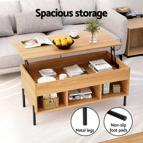 Artiss Coffee Table Lift-top Oak - Chez Guru