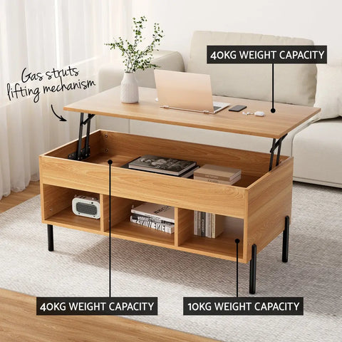 Artiss Coffee Table Lift-top Oak - Chez Guru