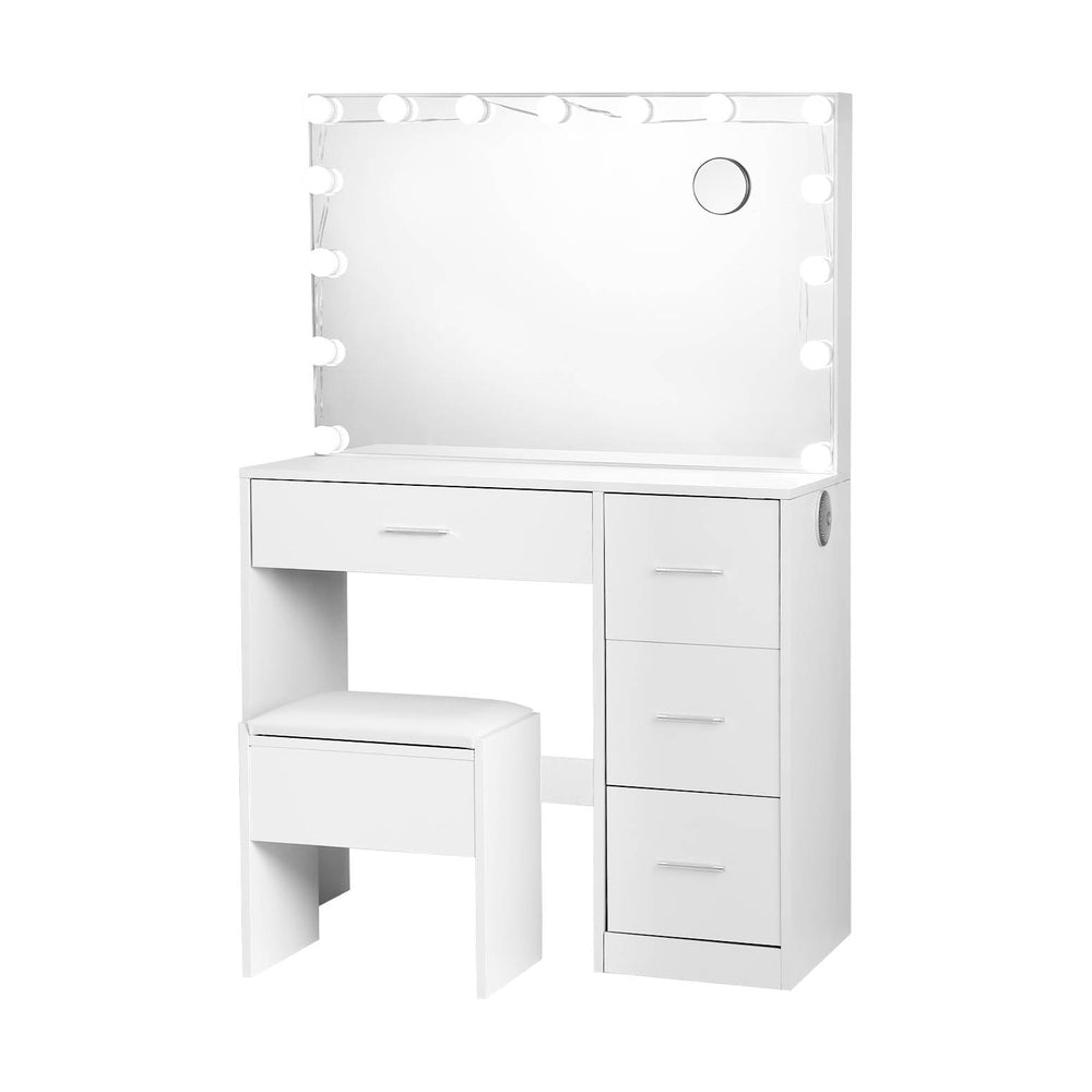 Artiss Dressing Table Set Stool 15 Led Bulbs White Darcy Chez Guru