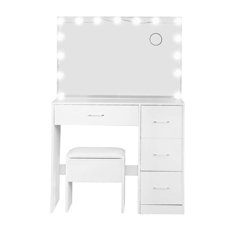 Artiss Dressing Table Set Stool 15 Led Bulbs White Darcy Chez Guru
