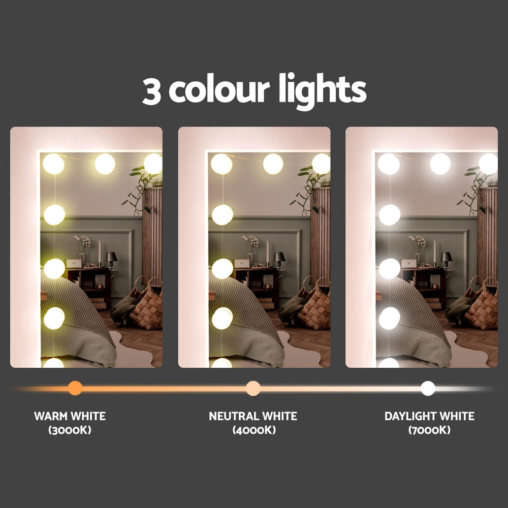 Artiss Dressing Table Set Stool 15 Led Bulbs White Darcy Chez Guru