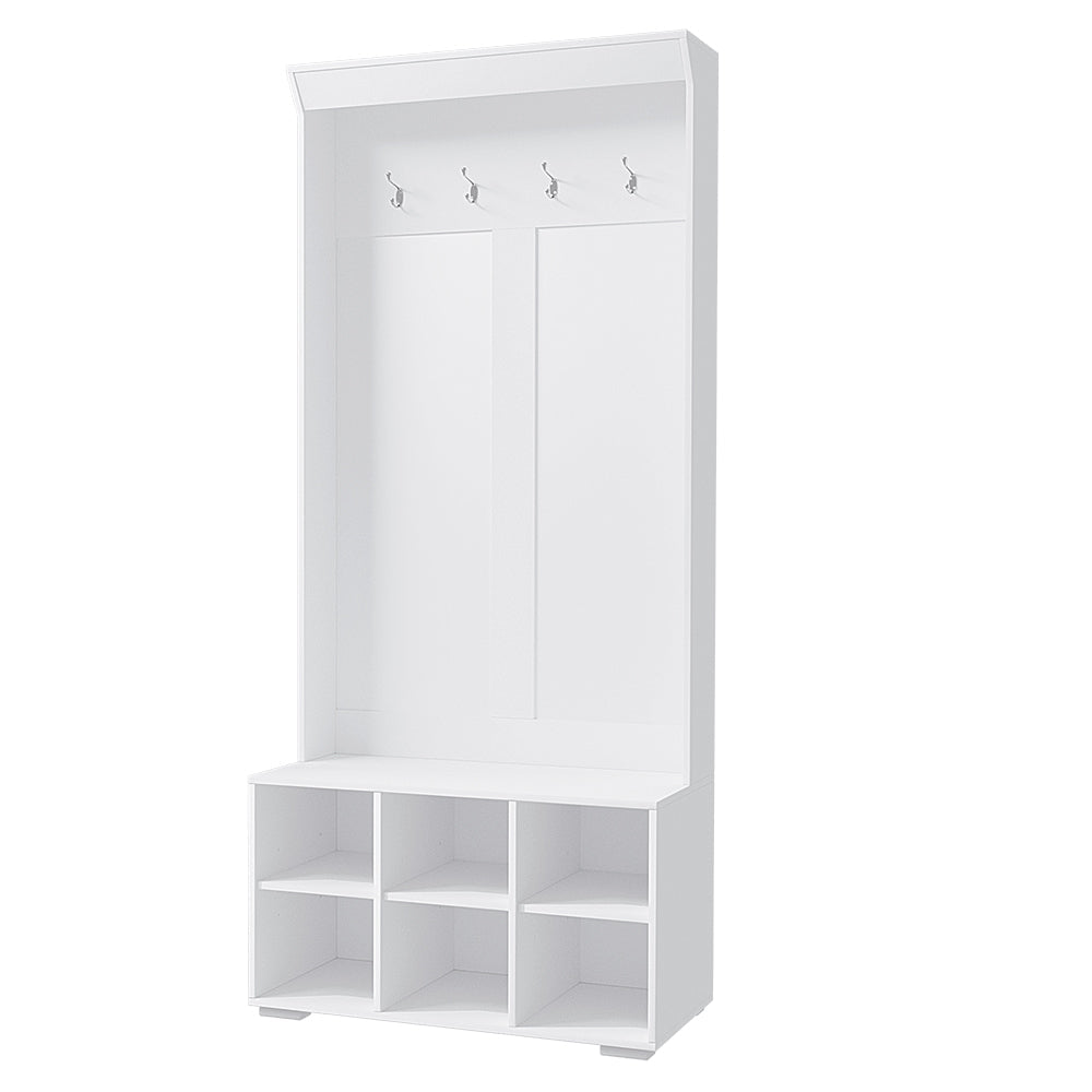 Artiss Shoe Rack Cabinet Hall Tree Coat Rack 180CM White Chez Guru