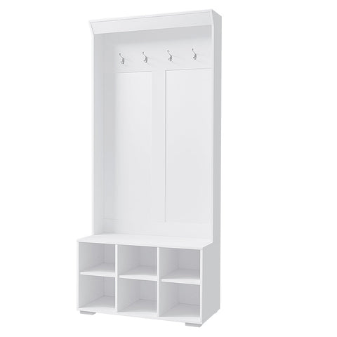 Artiss Shoe Rack Cabinet Hall Tree Coat Rack 180CM White Chez Guru