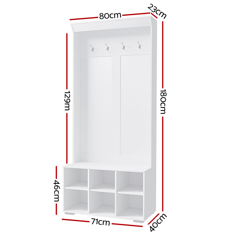 Artiss Shoe Rack Cabinet Hall Tree Coat Rack 180CM White Chez Guru