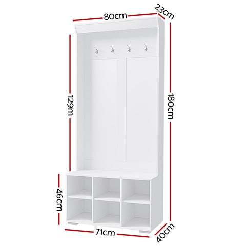 Artiss Shoe Rack Cabinet Hall Tree Coat Rack 180CM White Chez Guru