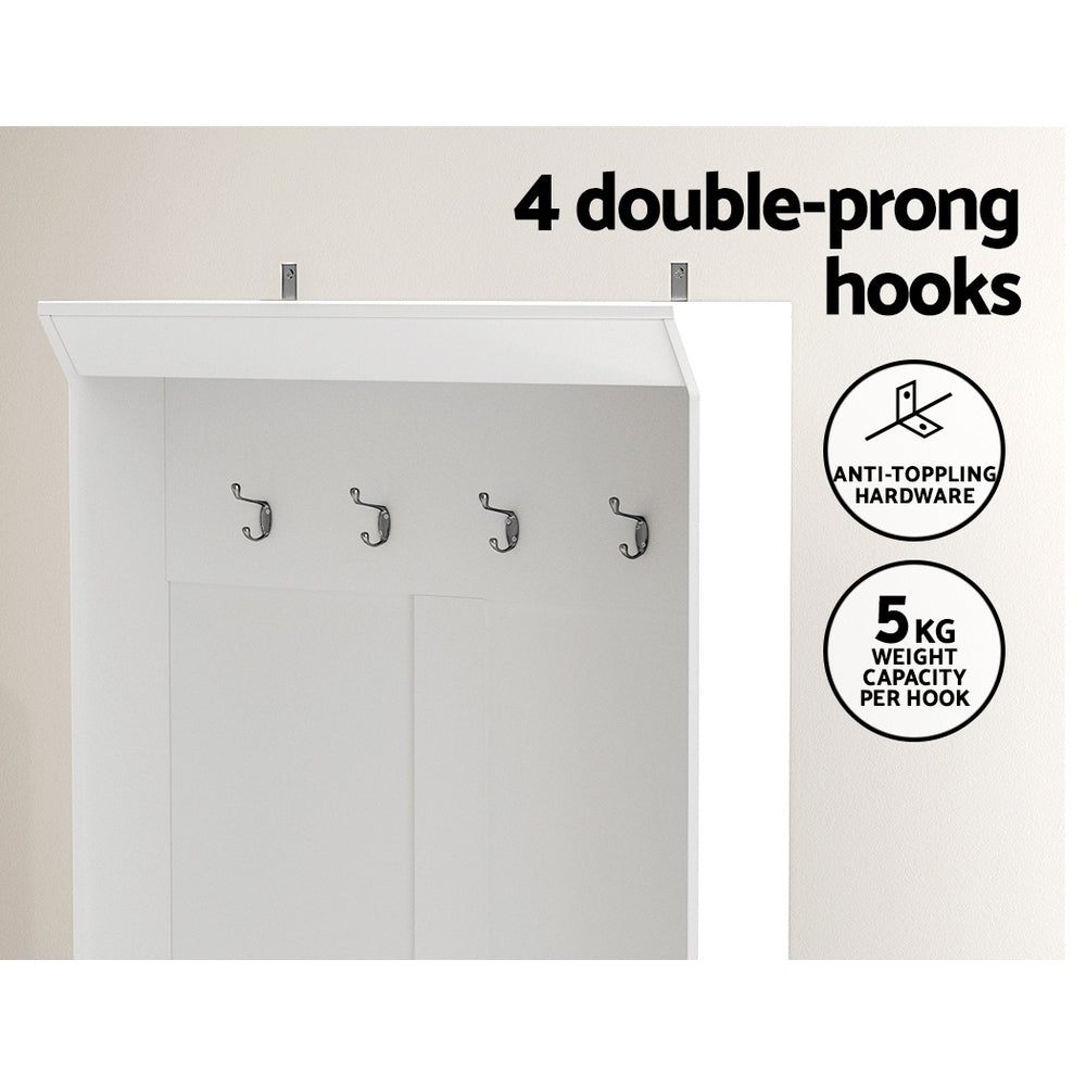 Artiss Shoe Rack Cabinet Hall Tree Coat Rack 180CM White Chez Guru