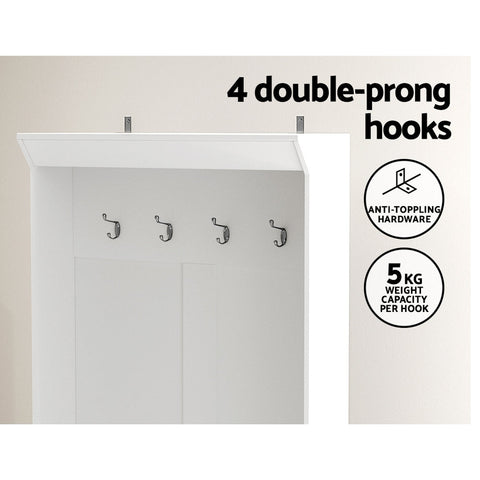 Artiss Shoe Rack Cabinet Hall Tree Coat Rack 180CM White Chez Guru