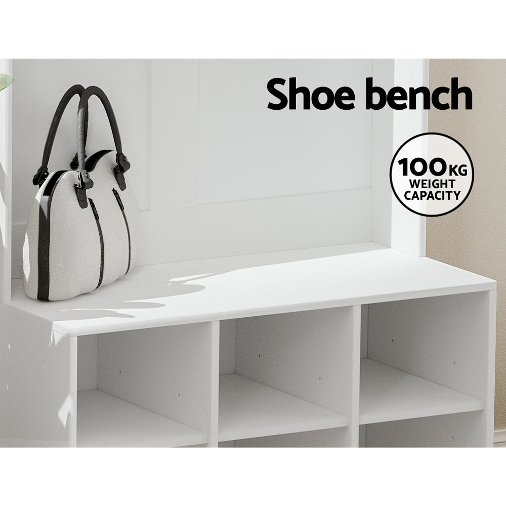 Artiss Shoe Rack Cabinet Hall Tree Coat Rack 180CM White Chez Guru