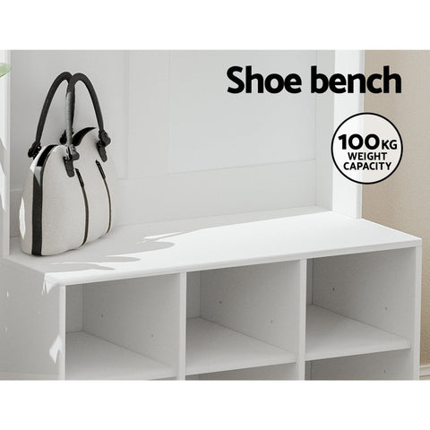 Artiss Shoe Rack Cabinet Hall Tree Coat Rack 180CM White Chez Guru