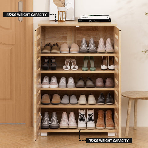 Artiss Shoe Rack Cabinet 20 Pairs 5-tier Wood Alster Chez Guru