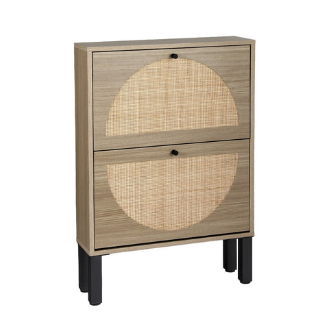 Artiss Shoe Rack Cabinet 2 Drawers Rattan 6 Pairs Chez Guru