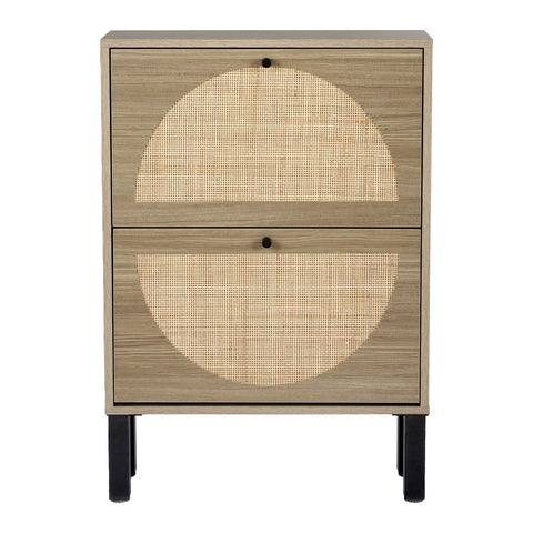 Artiss Shoe Rack Cabinet 2 Drawers Rattan 6 Pairs Chez Guru